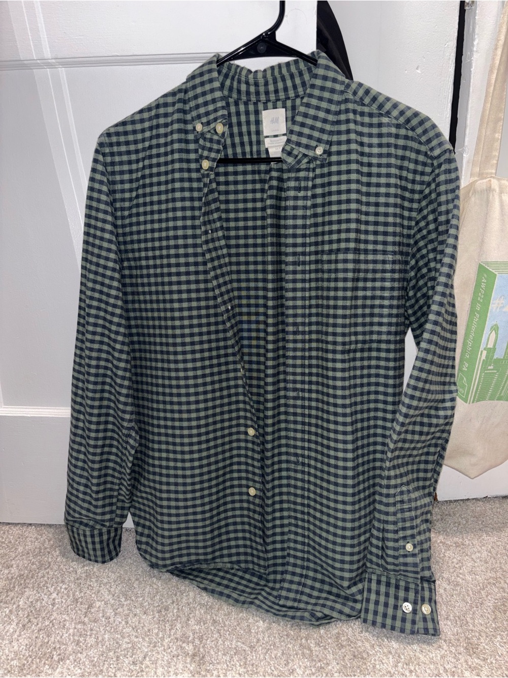 H&M Green and Blue Check Button-Down Shirt